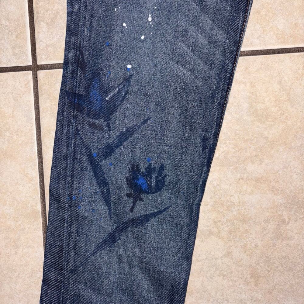 Polo Ralph Lauren Astor slim boyfriend size 27 paint flowers blue - Picture 5 of 11